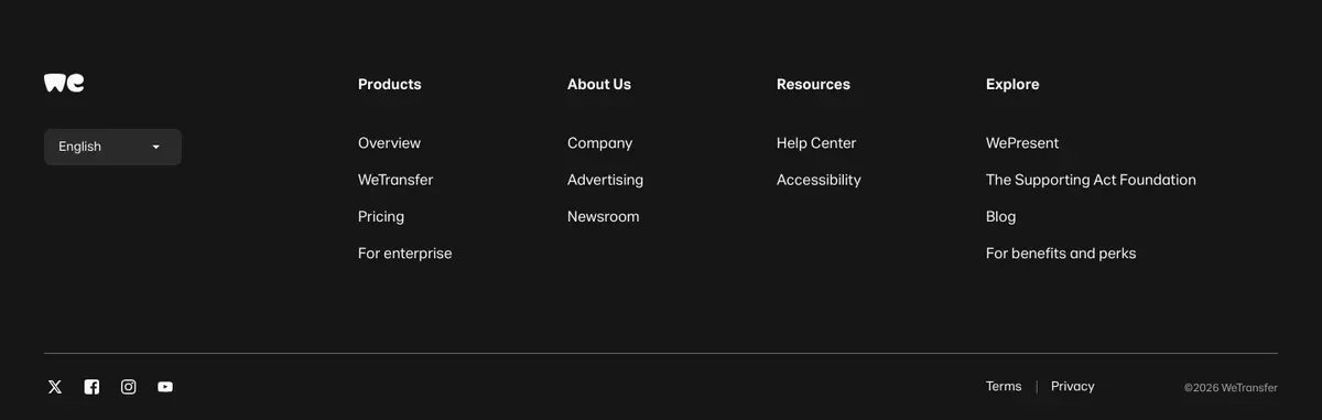 Footer section of Products