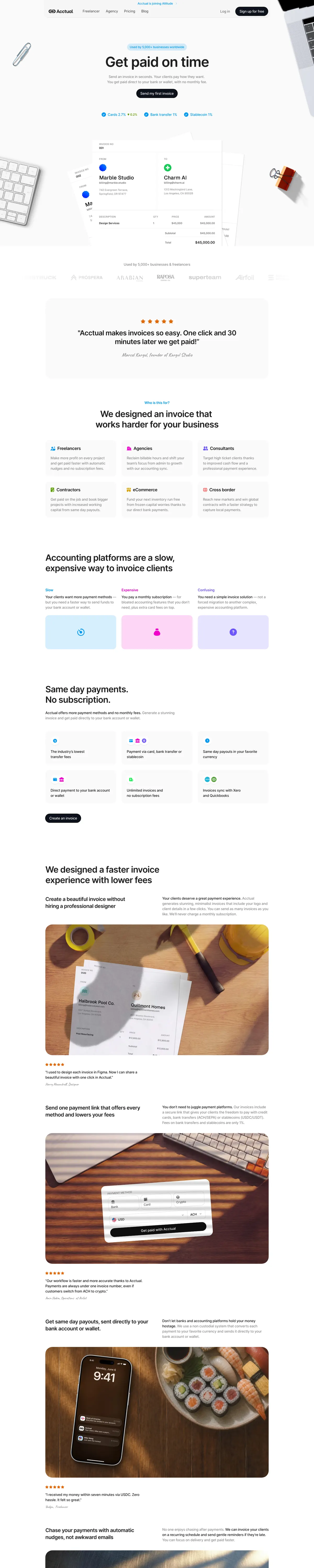 Full-page screenshot of Acctual (acctual.com)