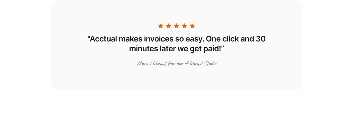 Testimonials section of Acctual