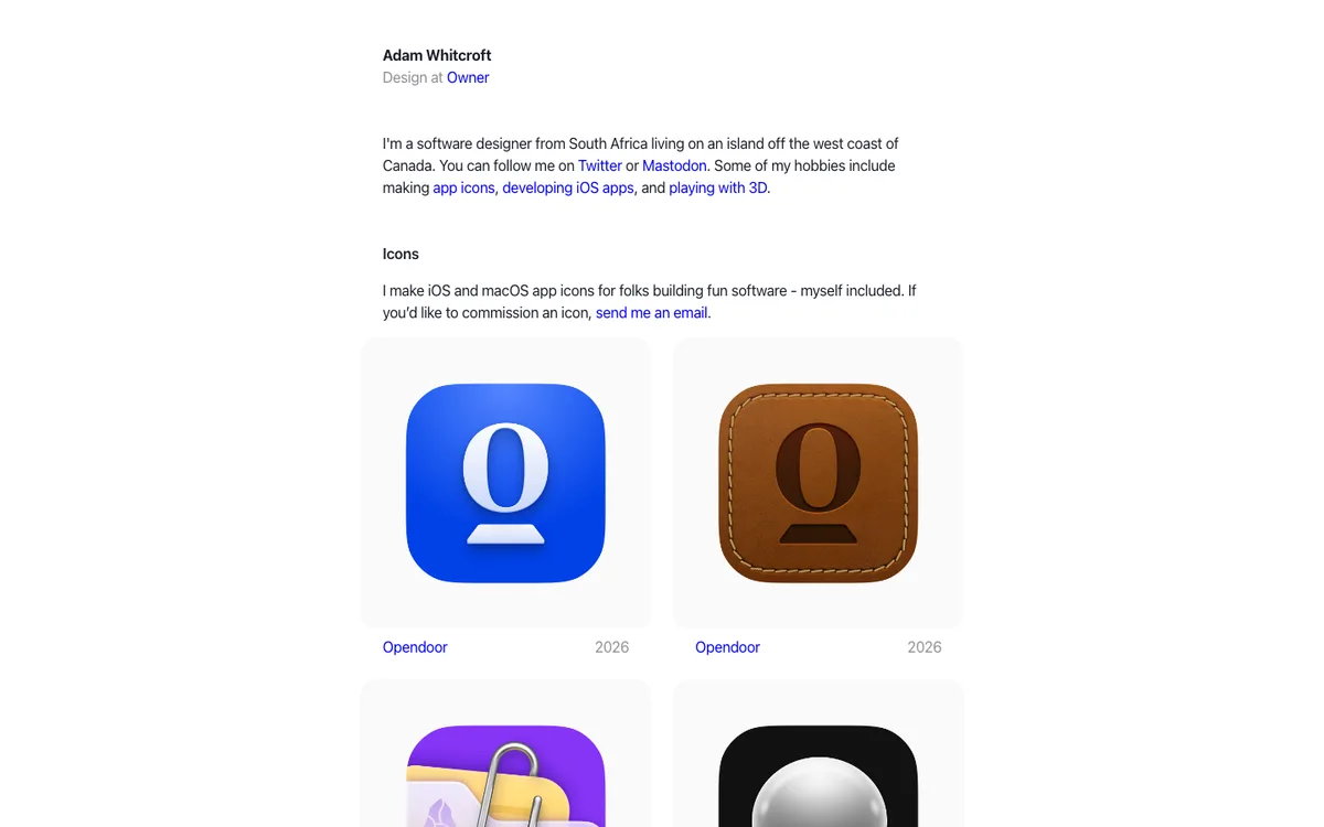 Adam Whitcroft website