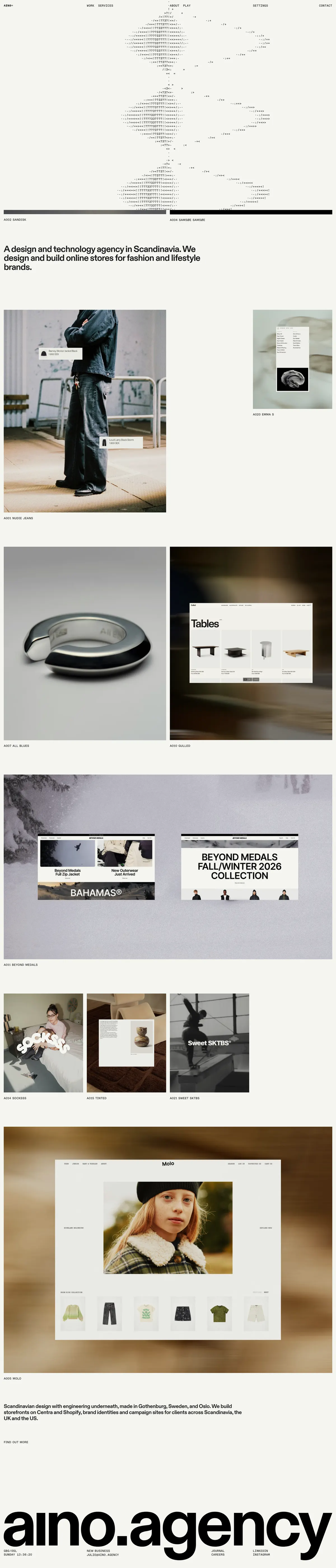 Full-page screenshot of Aino (aino.agency)