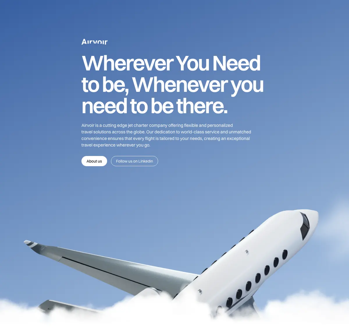 Call to action section of Airvoir