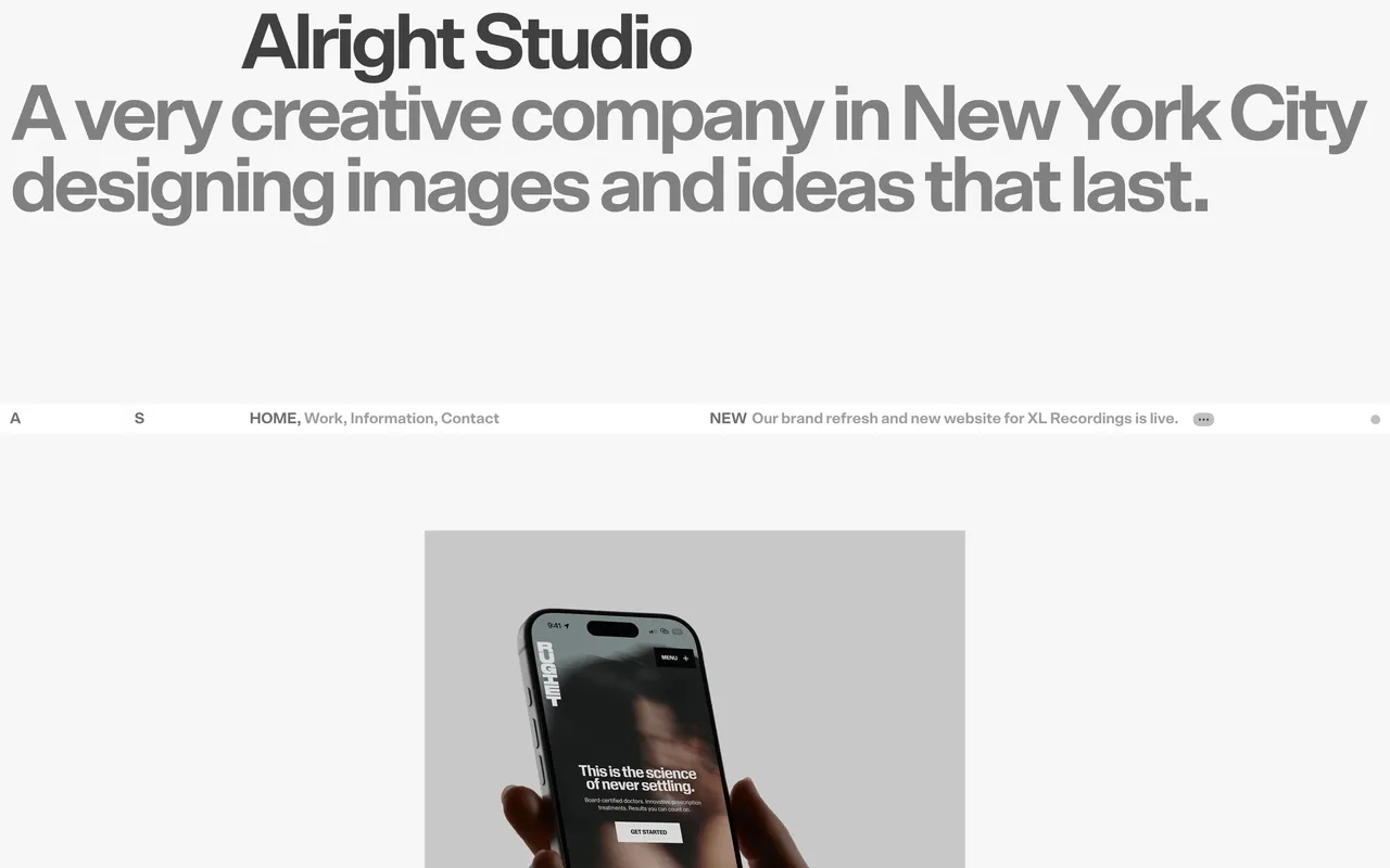 Alright Studio website