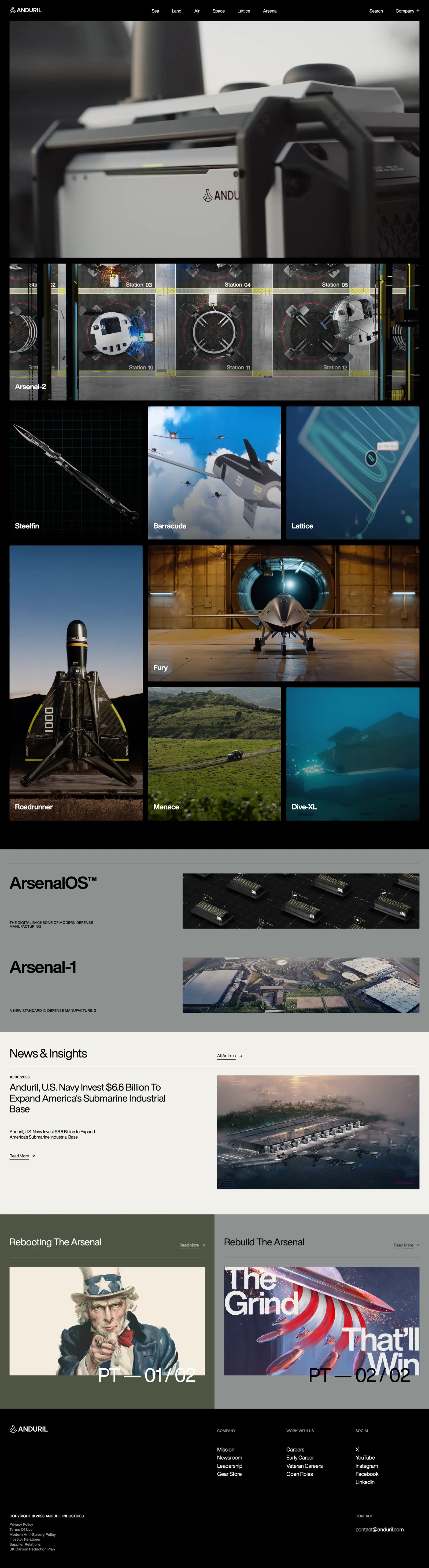 Full-page screenshot of Anduril Industries (anduril.com)