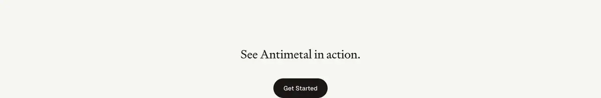Call to action section of Antimetal