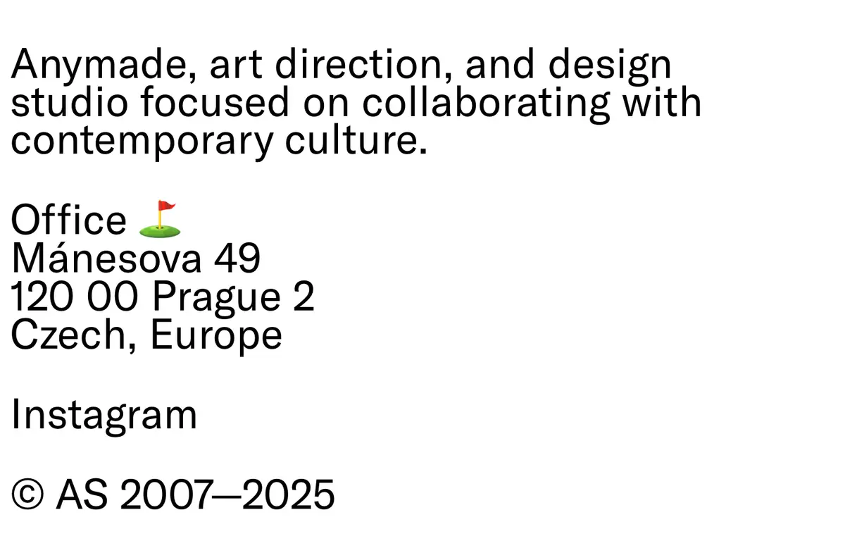 Footer section of Anymade Studio