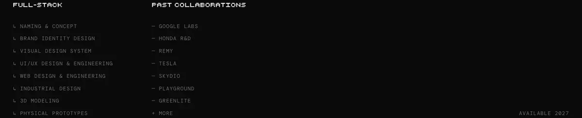 Footer section of Arcade Labs » Freelance Product Desiger » Startup studio