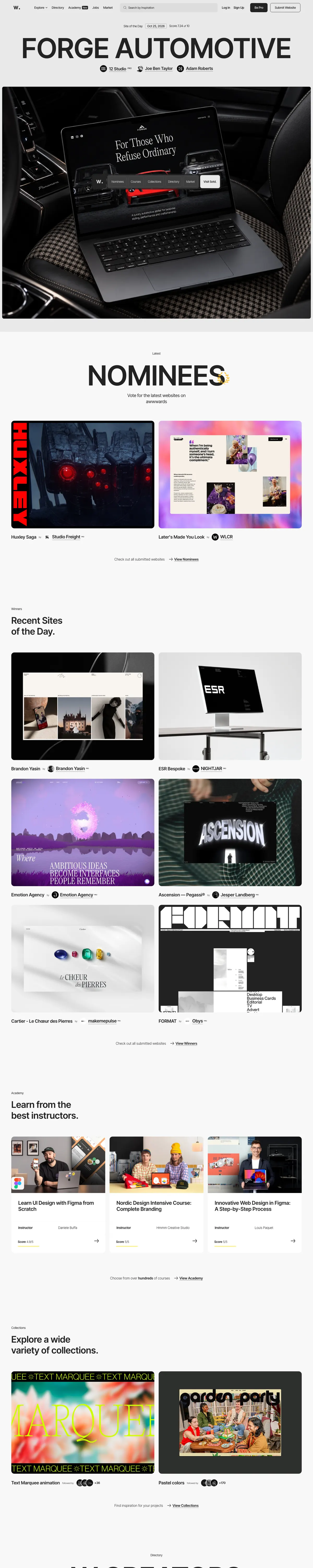 Full-page screenshot of Awwwards (awwwards.com)