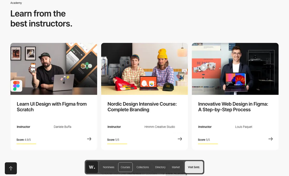 Features section of Awwwards