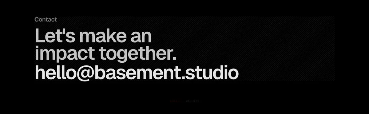 Call to action section of basement.studio