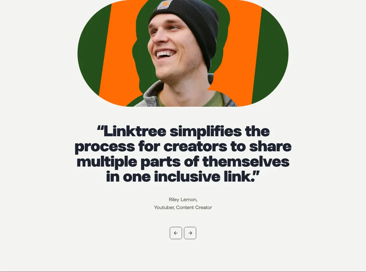 Testimonials section of Bento