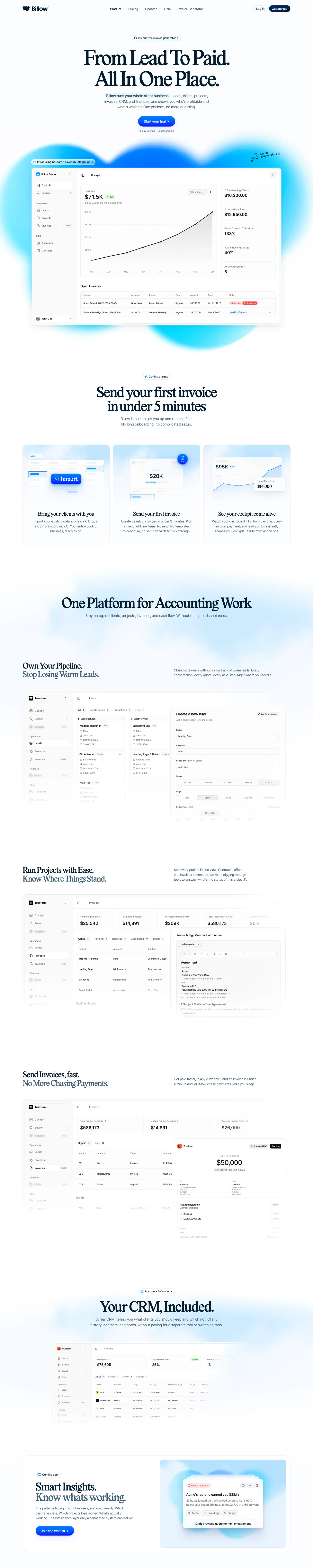 Full-page screenshot of Billow (billow.so)