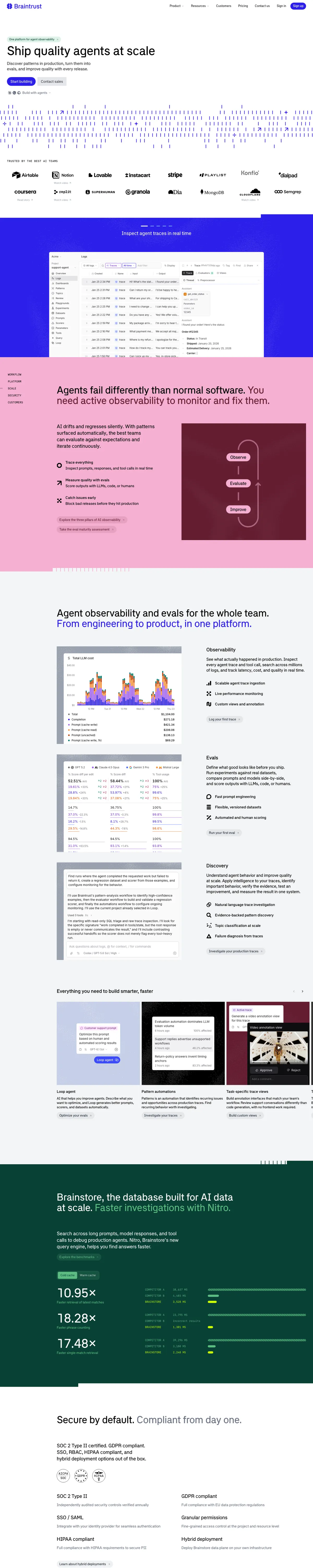 Full-page screenshot of Braintrust (braintrust.dev)