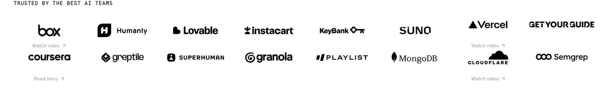 Logos section of Braintrust