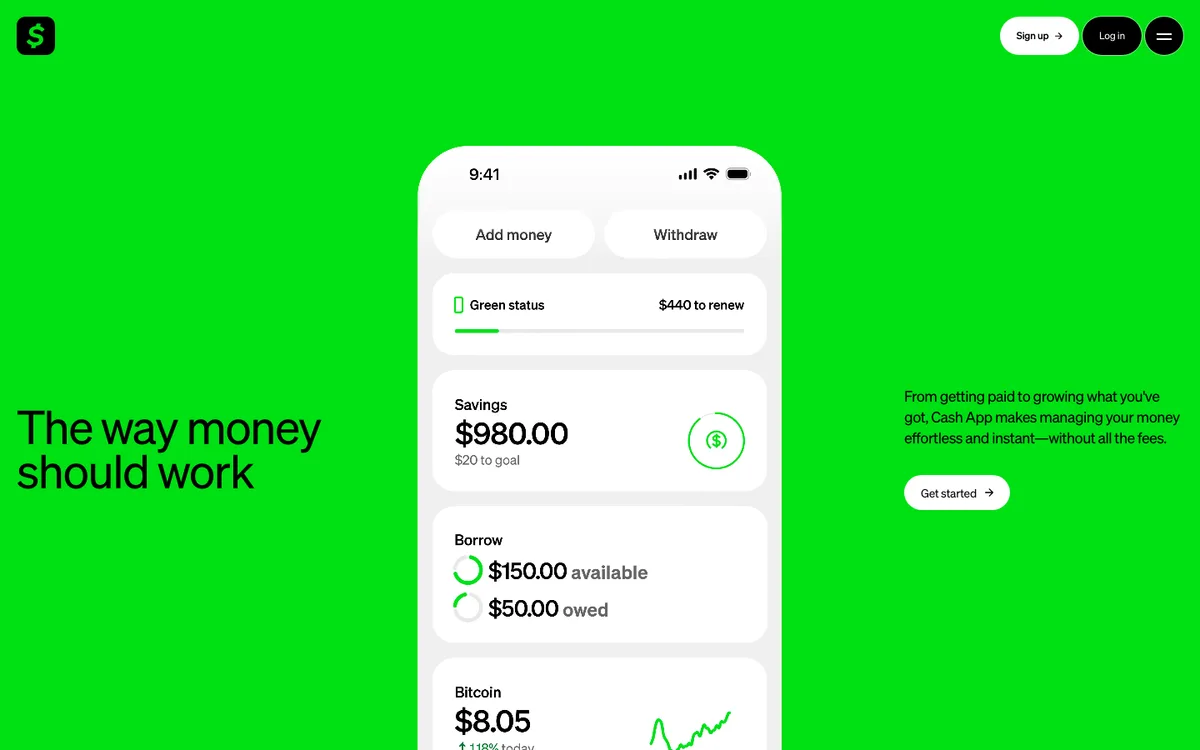 Cash App website