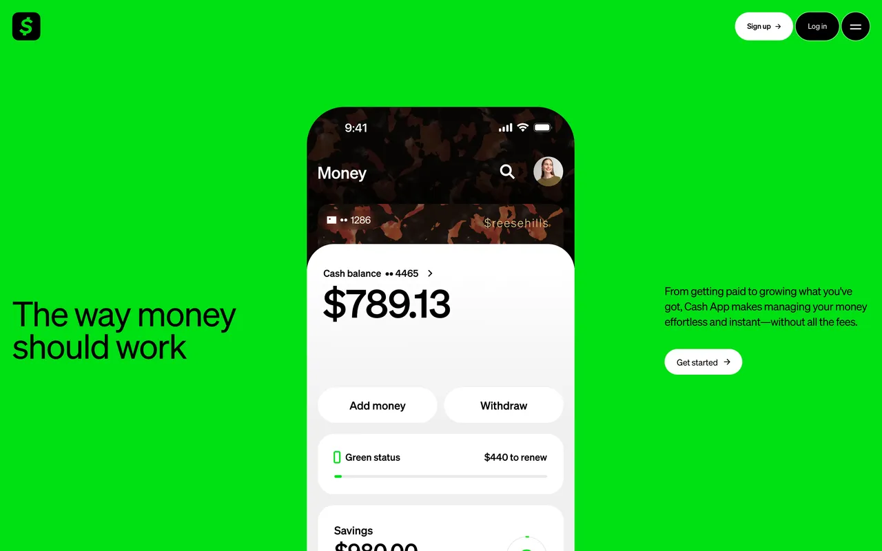 Cash App website