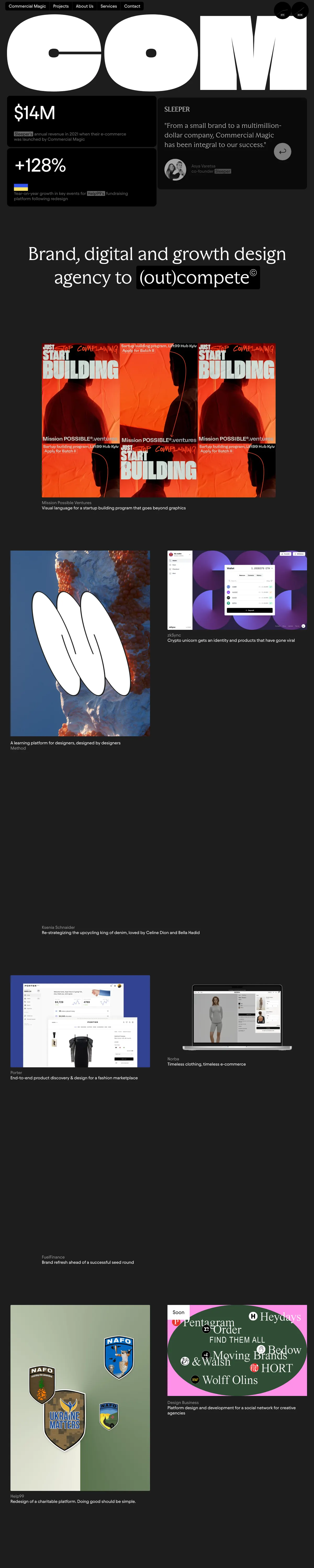Full-page screenshot of Commercial Magic (commercialmagic.agency)