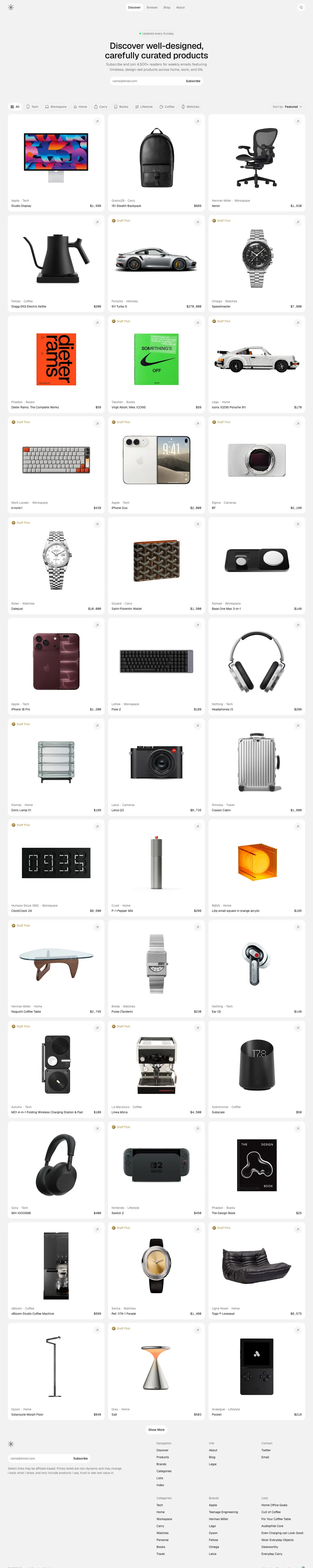 Full-page screenshot of Curated Supply (curated.supply)