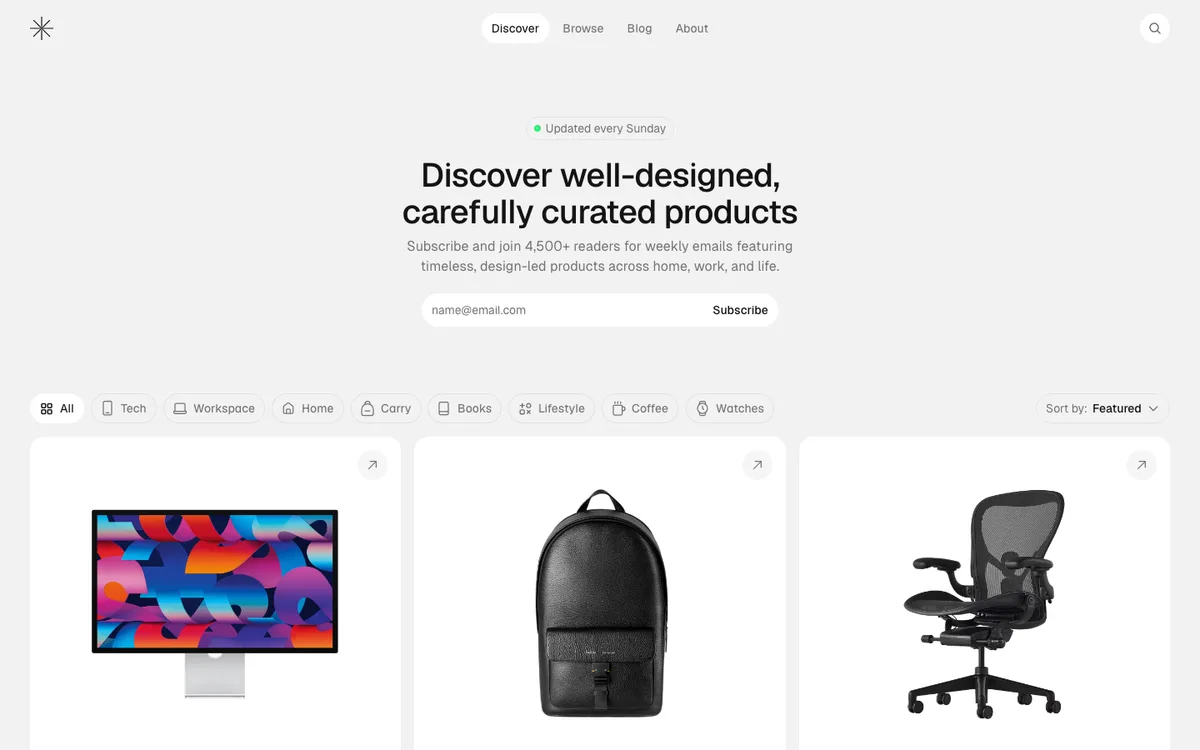 Curated Supply website