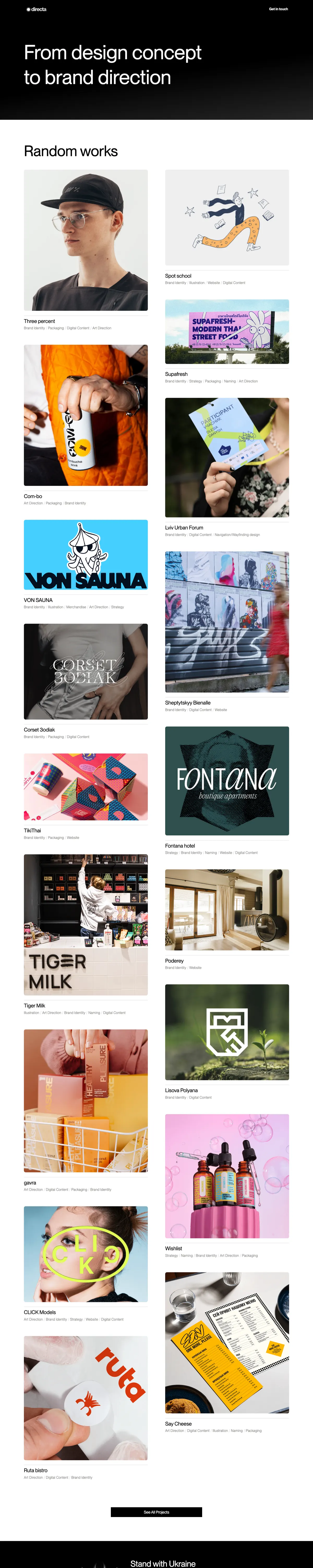 Full-page screenshot of Directa Design Bureau (directa.cc)