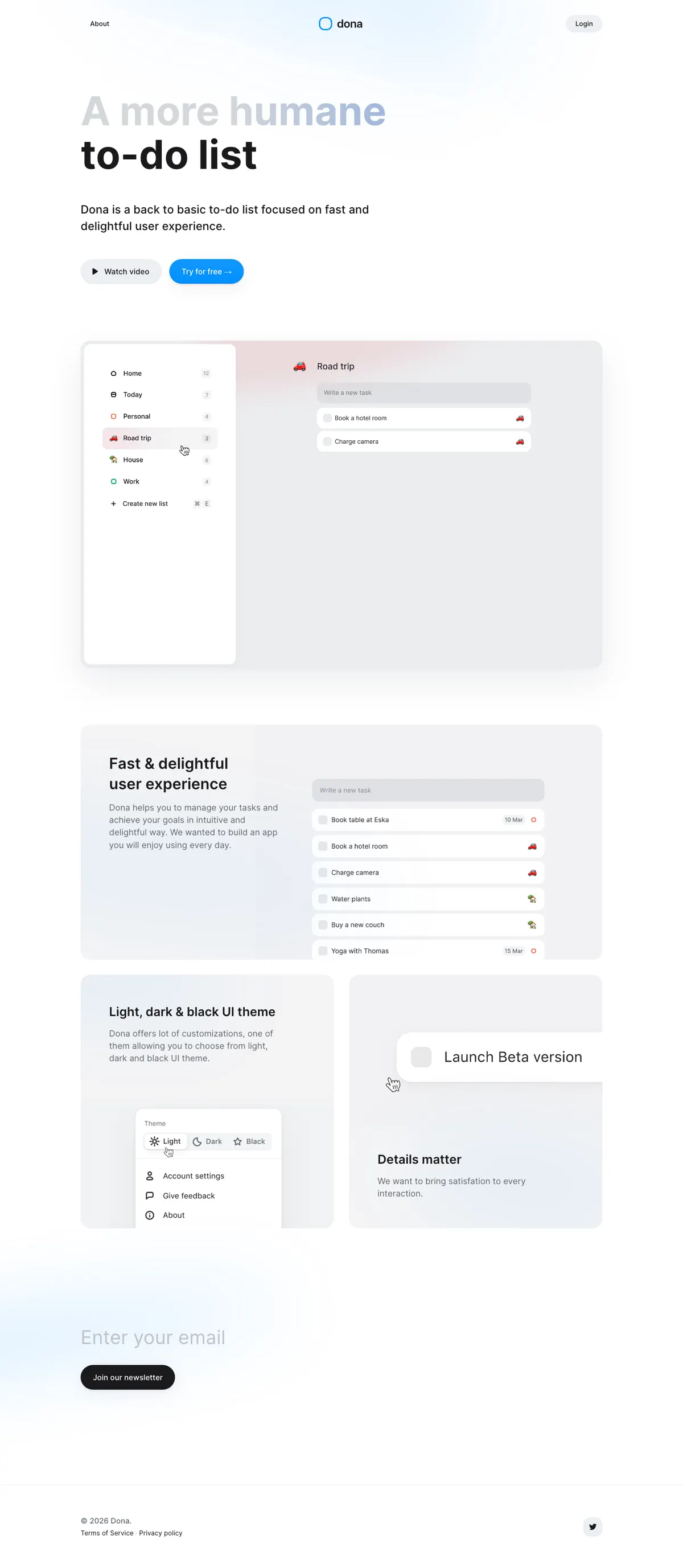 Full-page screenshot of Dona (dona.ai)