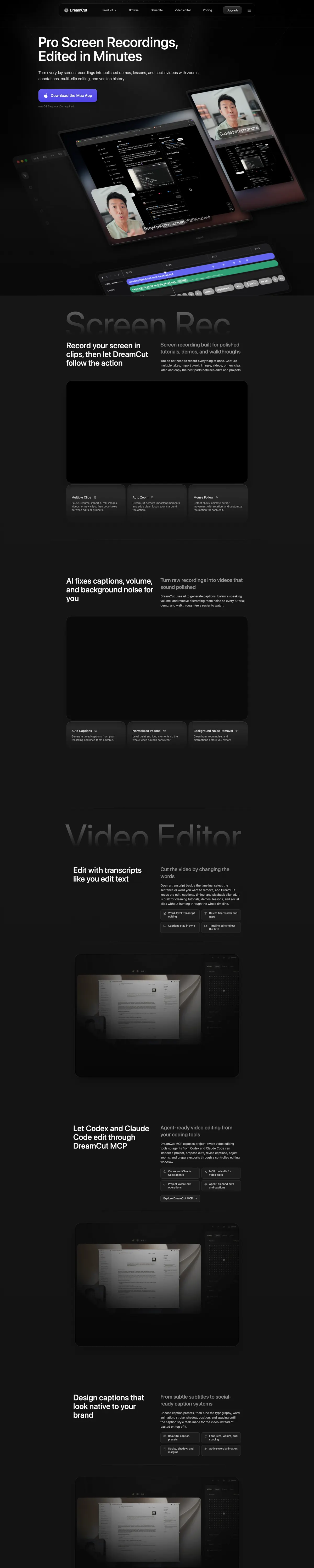 Full-page screenshot of DreamCut (dreamcut.ai)