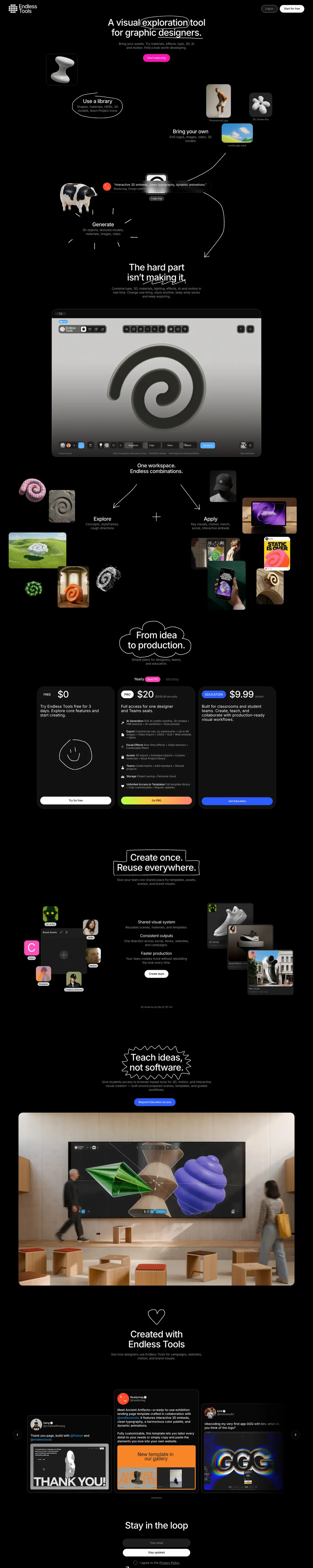 Full-page screenshot of Endless Tools (endlesstools.io)