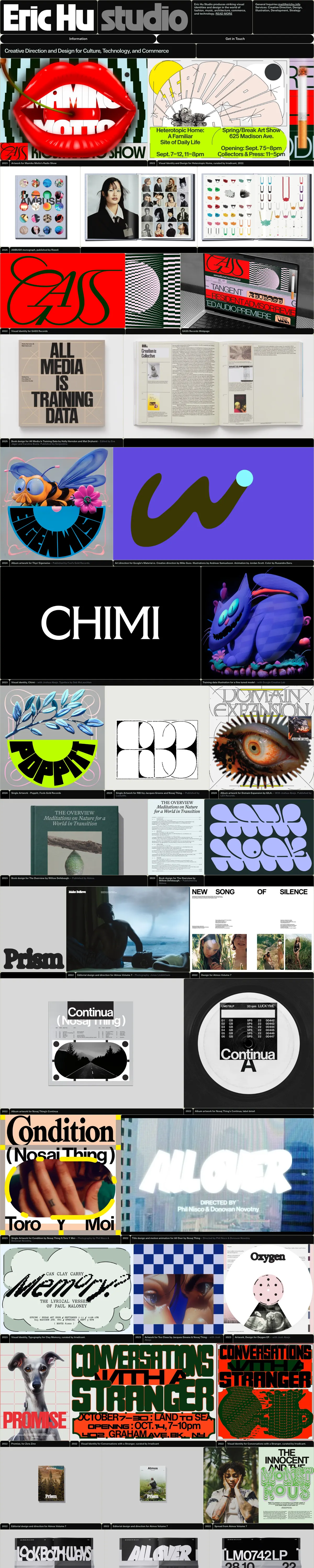 Full-page screenshot of Eric Hu studio (erichu.info)