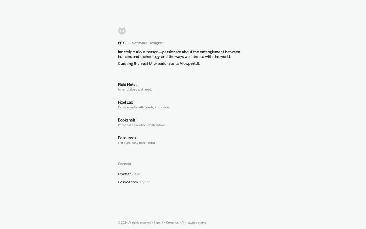 Full-page screenshot of ERYC (eryc.cc)