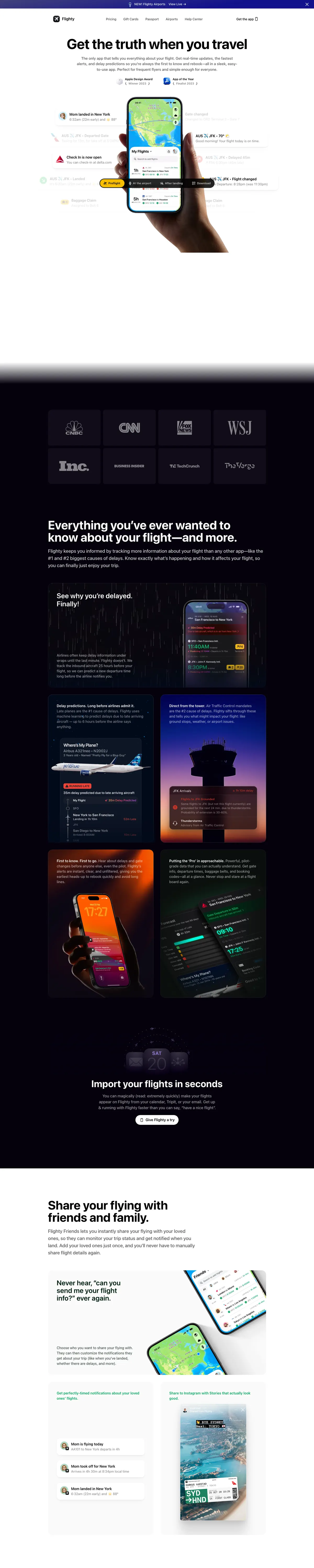 Full-page screenshot of Flighty (flighty.com)