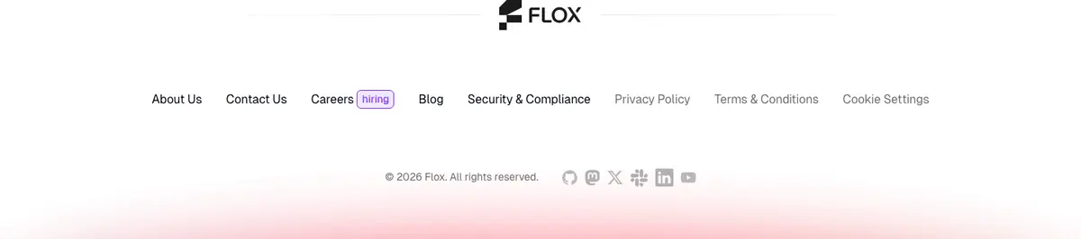 Footer section of Flox