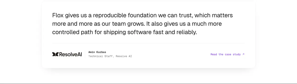 Testimonials section of Flox