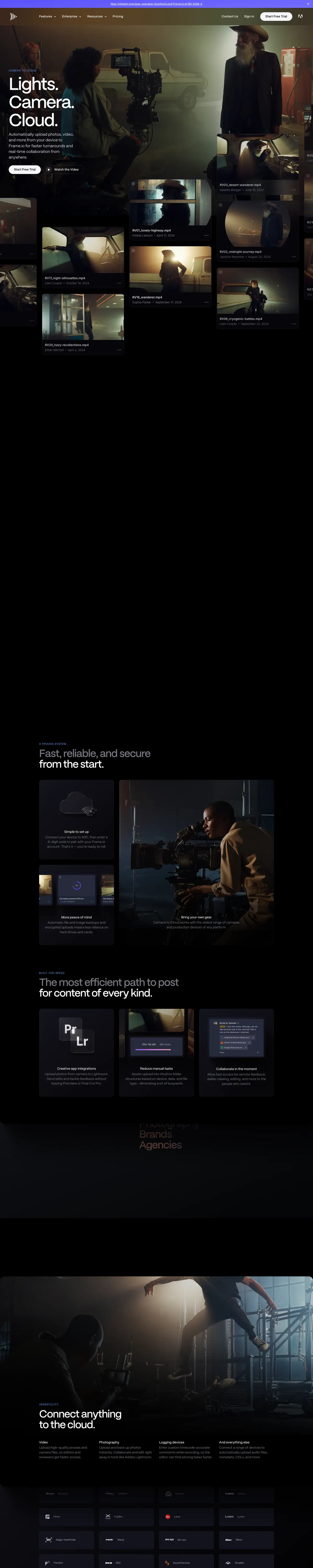 Full-page screenshot of Frame.io (frame.io)