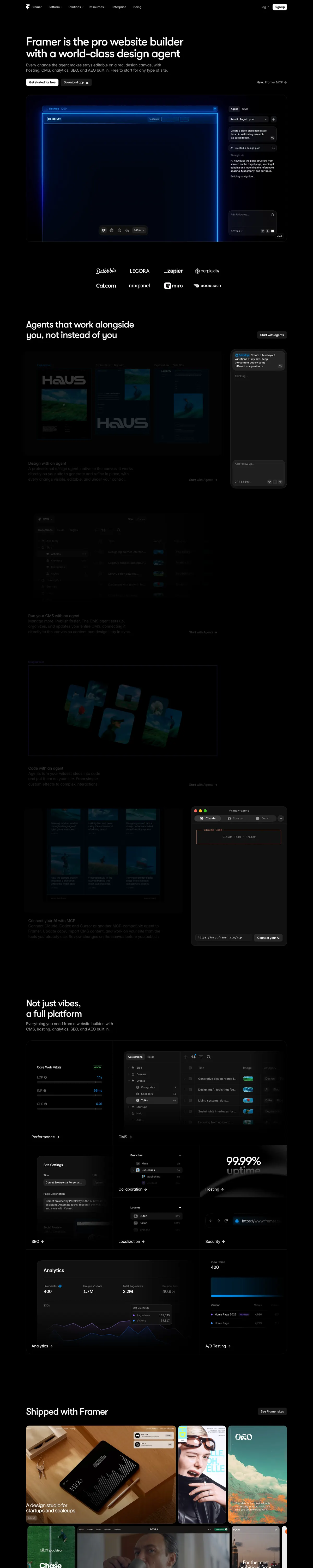 Full-page screenshot of Framer (framer.com)