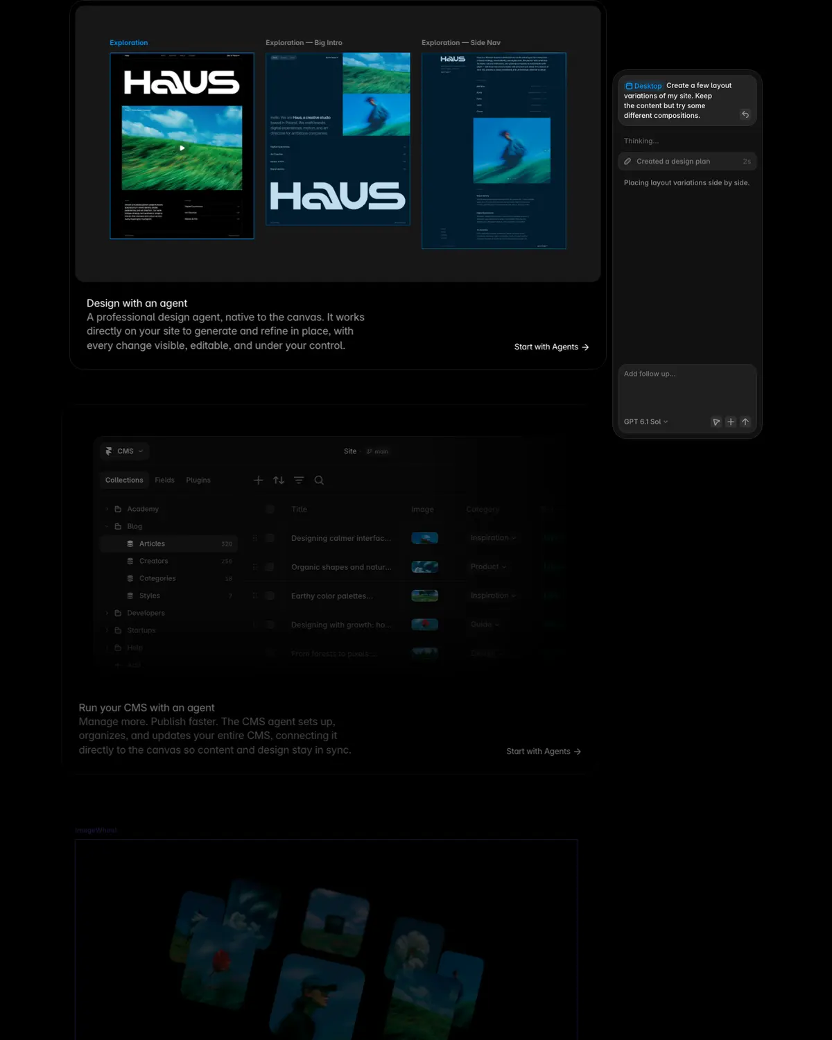 Features section of Framer