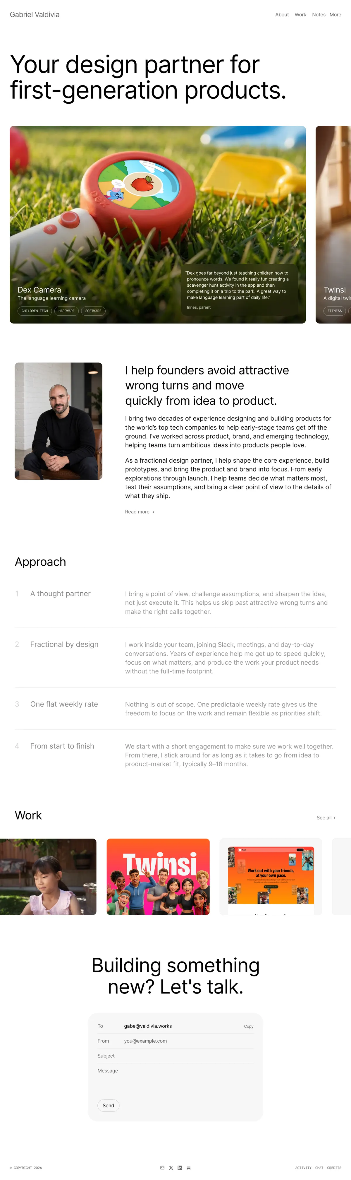 Full-page screenshot of Gabriel Valdivia (gabrielvaldivia.com)