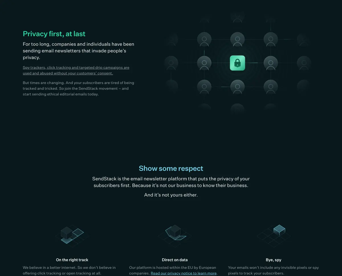 Features section of SendStack