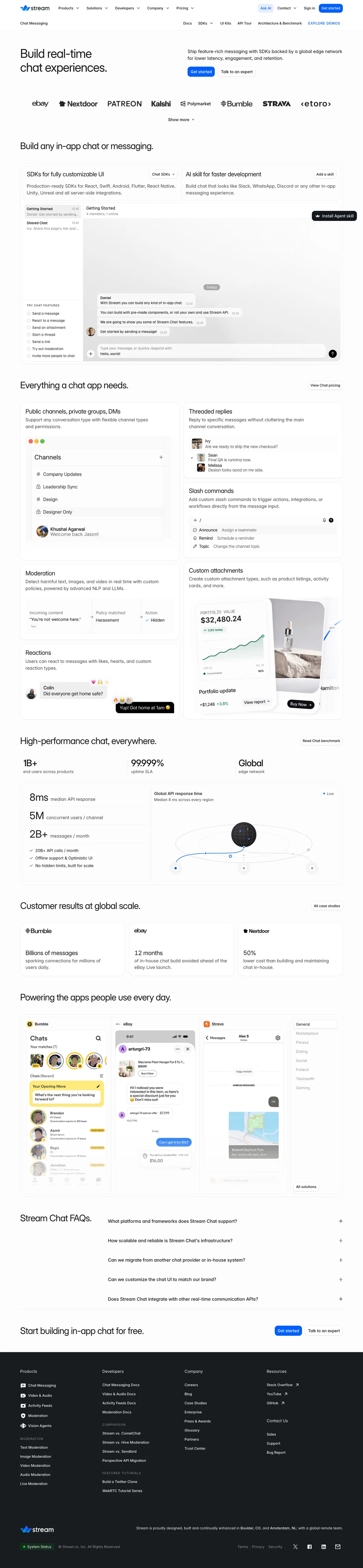 Full-page screenshot of Getstream (getstream.io)
