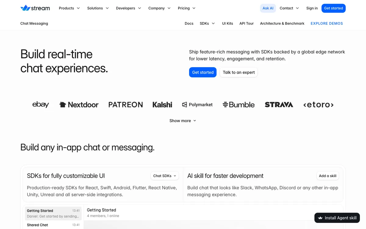 Getstream website