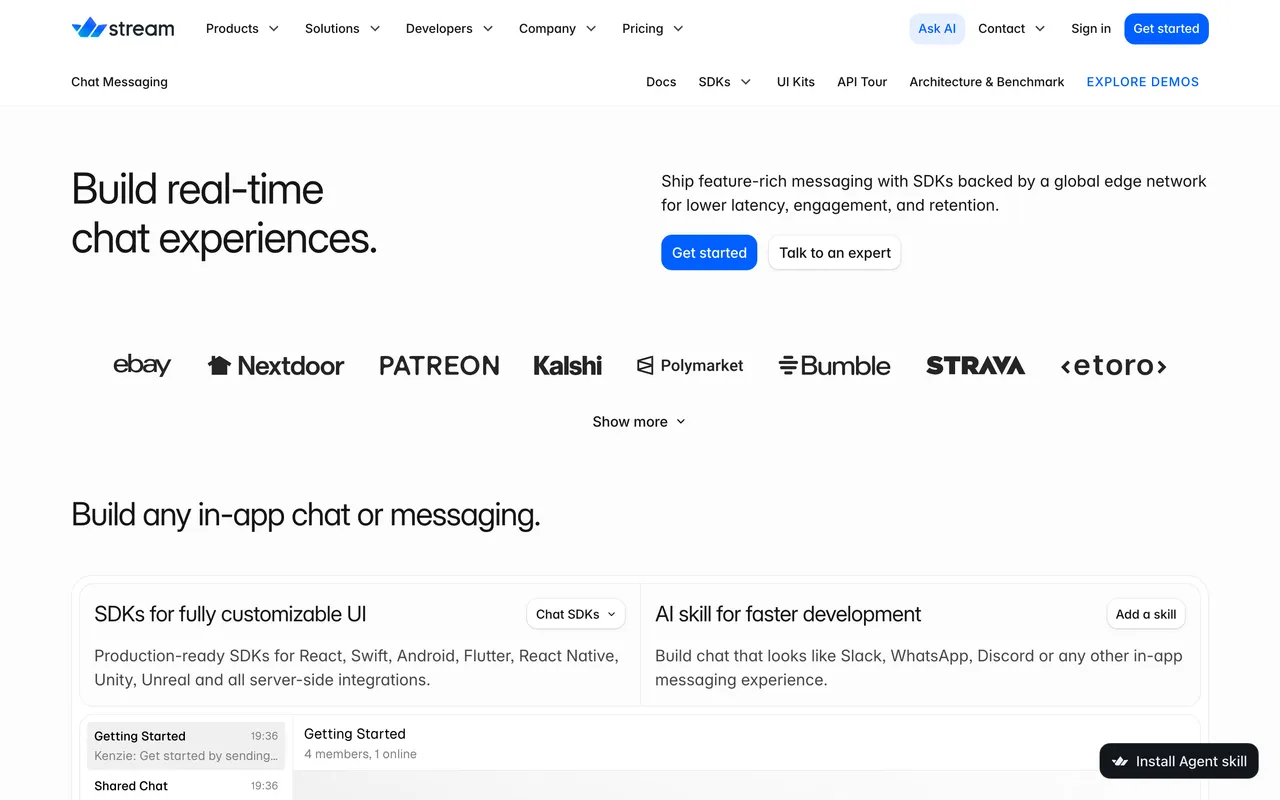 Getstream website