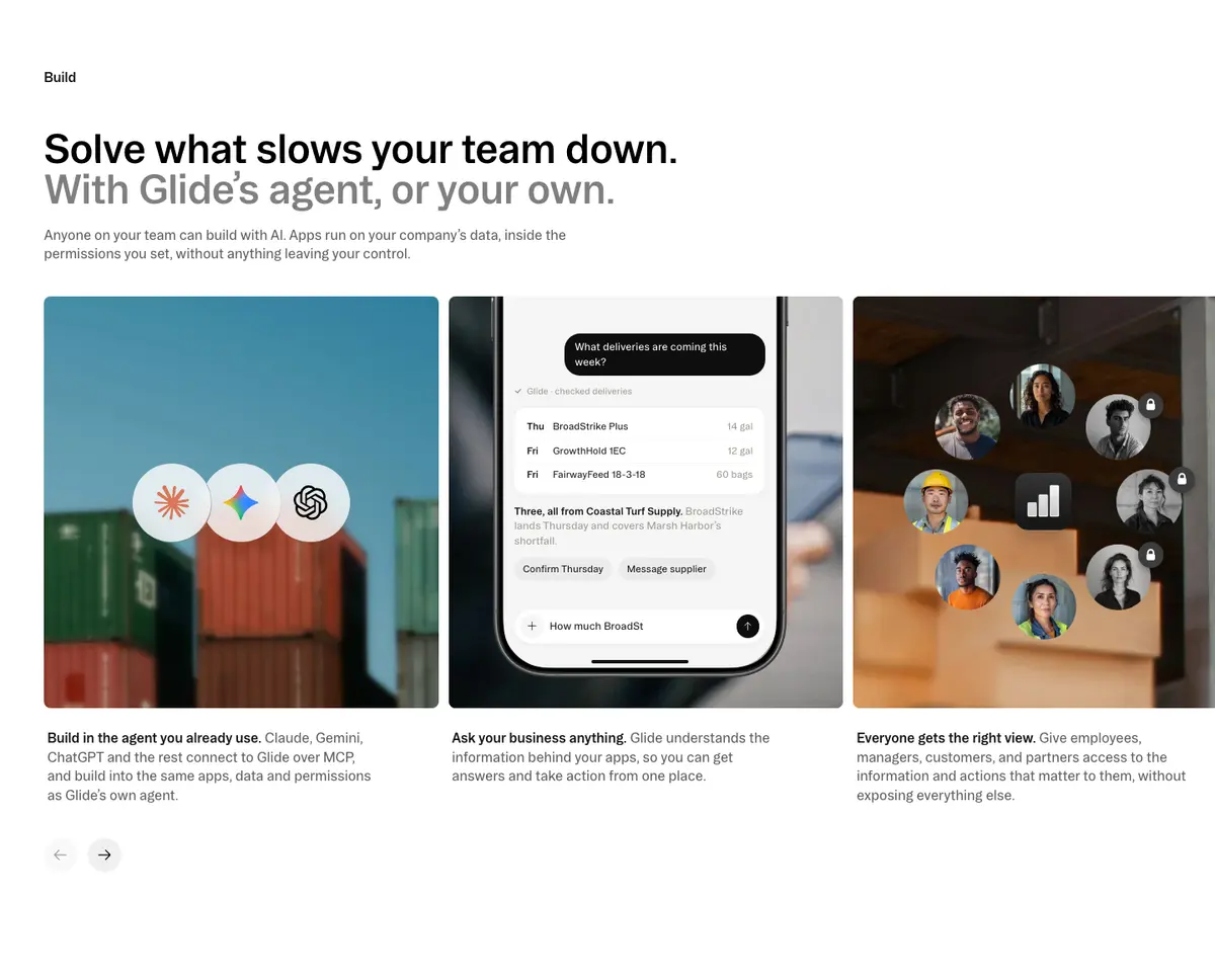 Features section of Glide