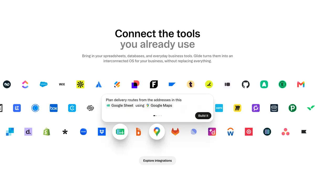 Logos section of Glide