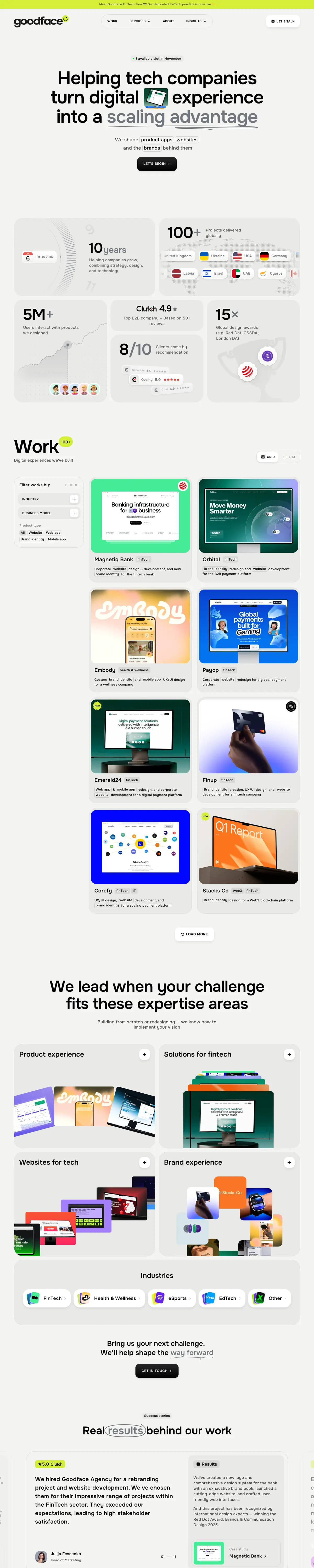 Full-page screenshot of Goodface (goodface.agency)