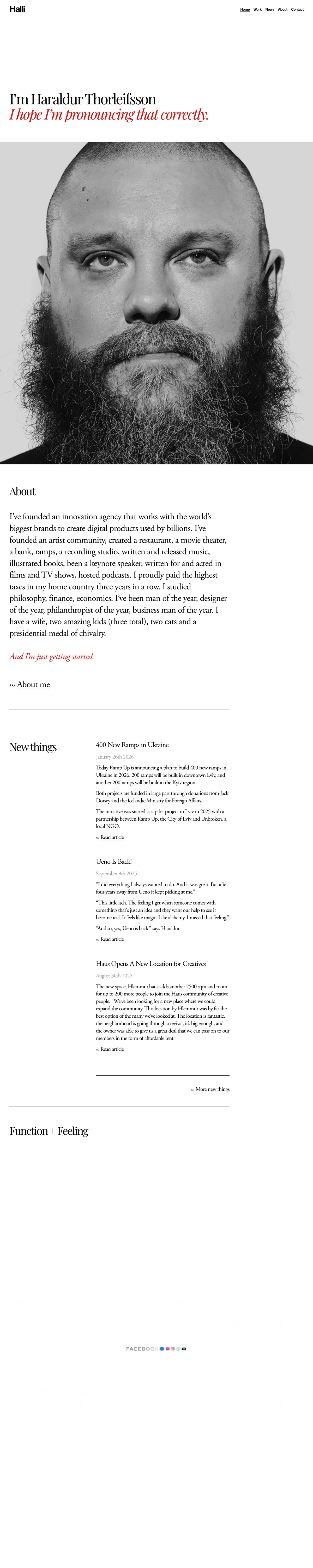 Full-page screenshot of Haraldur Thorleifsson (haraldurthorleifsson.com)