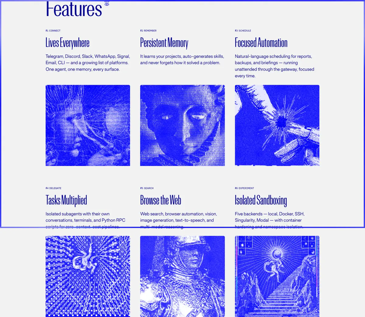 Features section of Hermes Agent