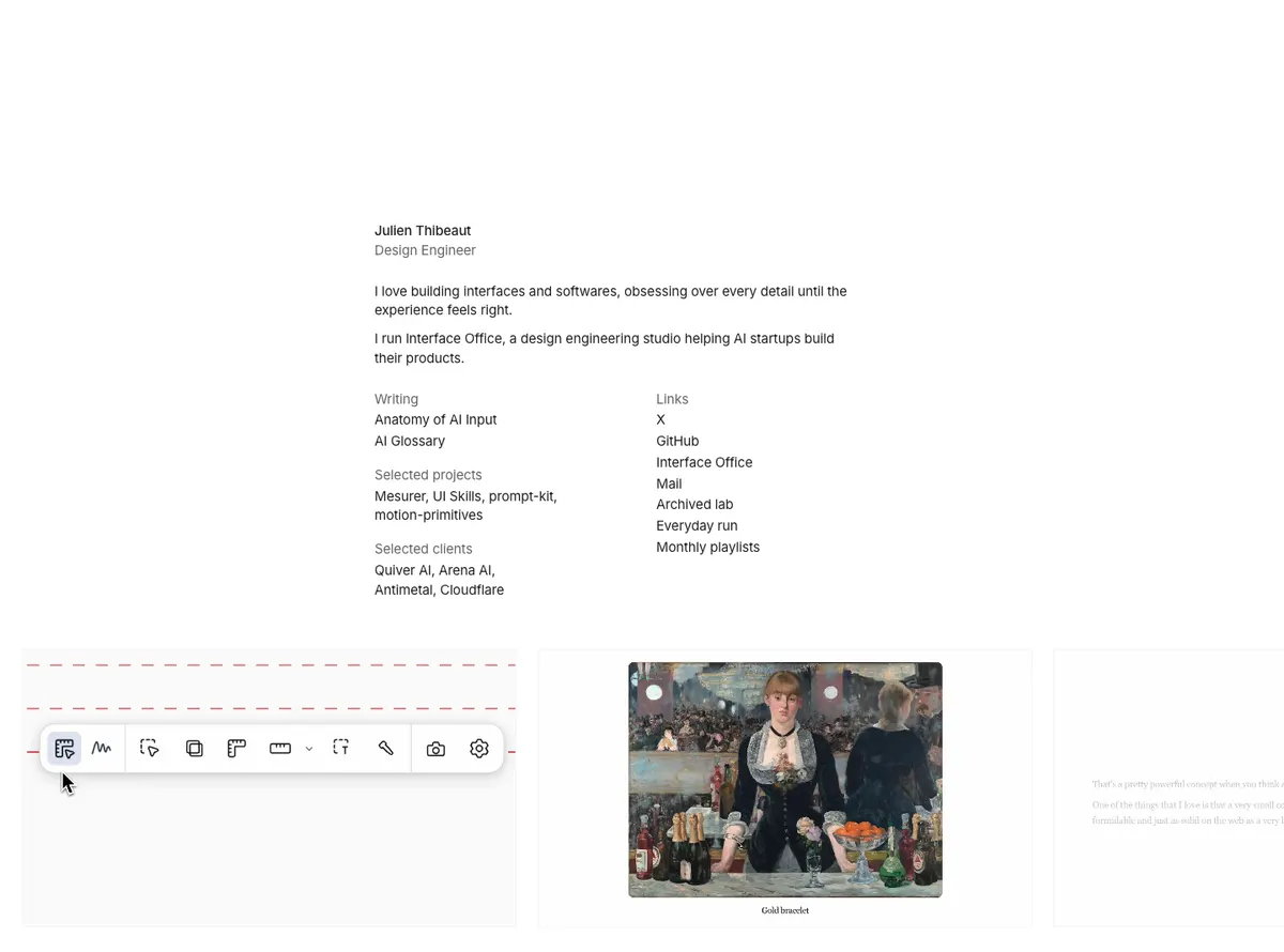 Full-page screenshot of Julien Thibeaut (ibelick.com)