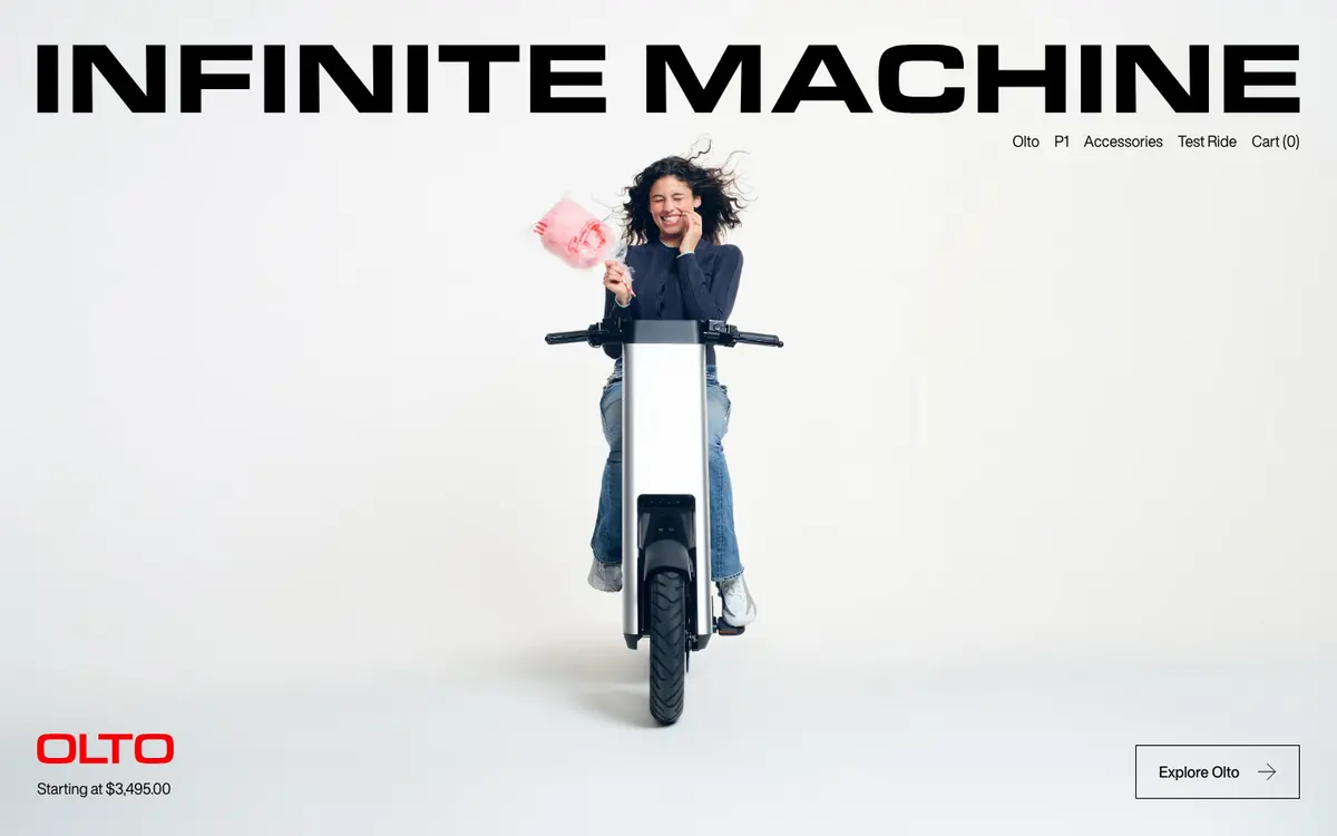 Hero section of Infinite Machine