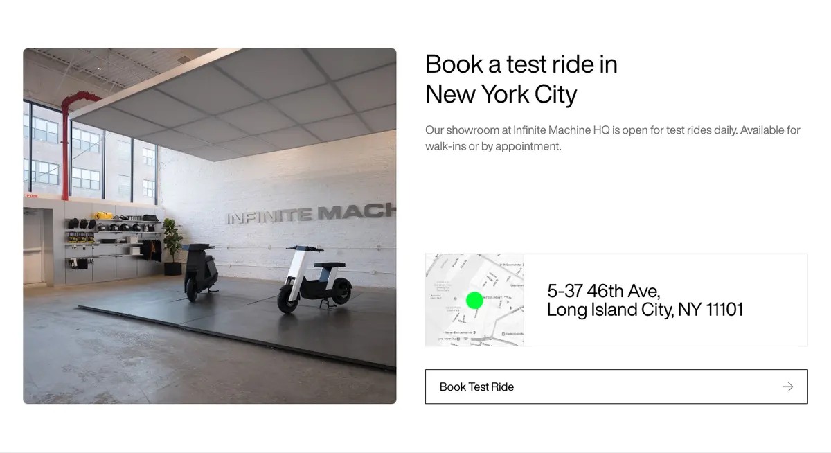 Content section of Infinite Machine