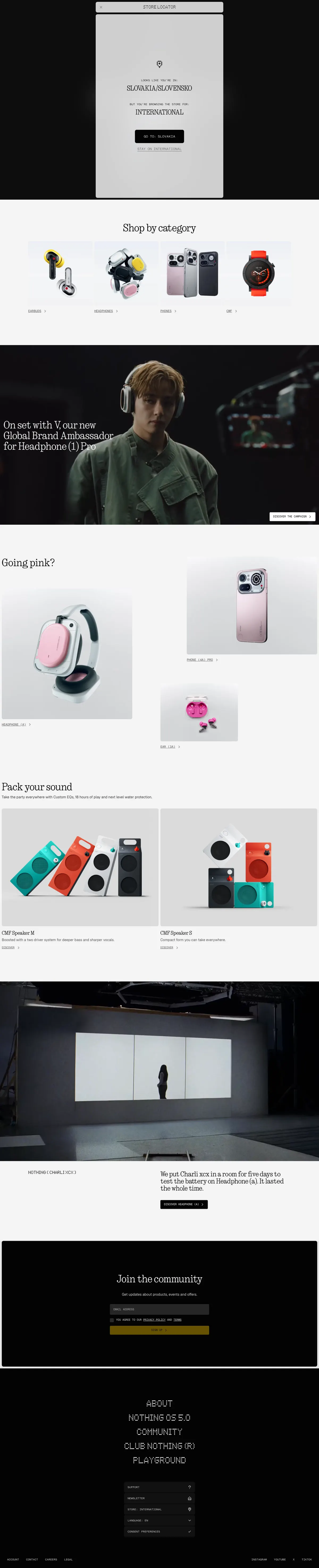Full-page screenshot of Nothing (intl.nothing.tech)