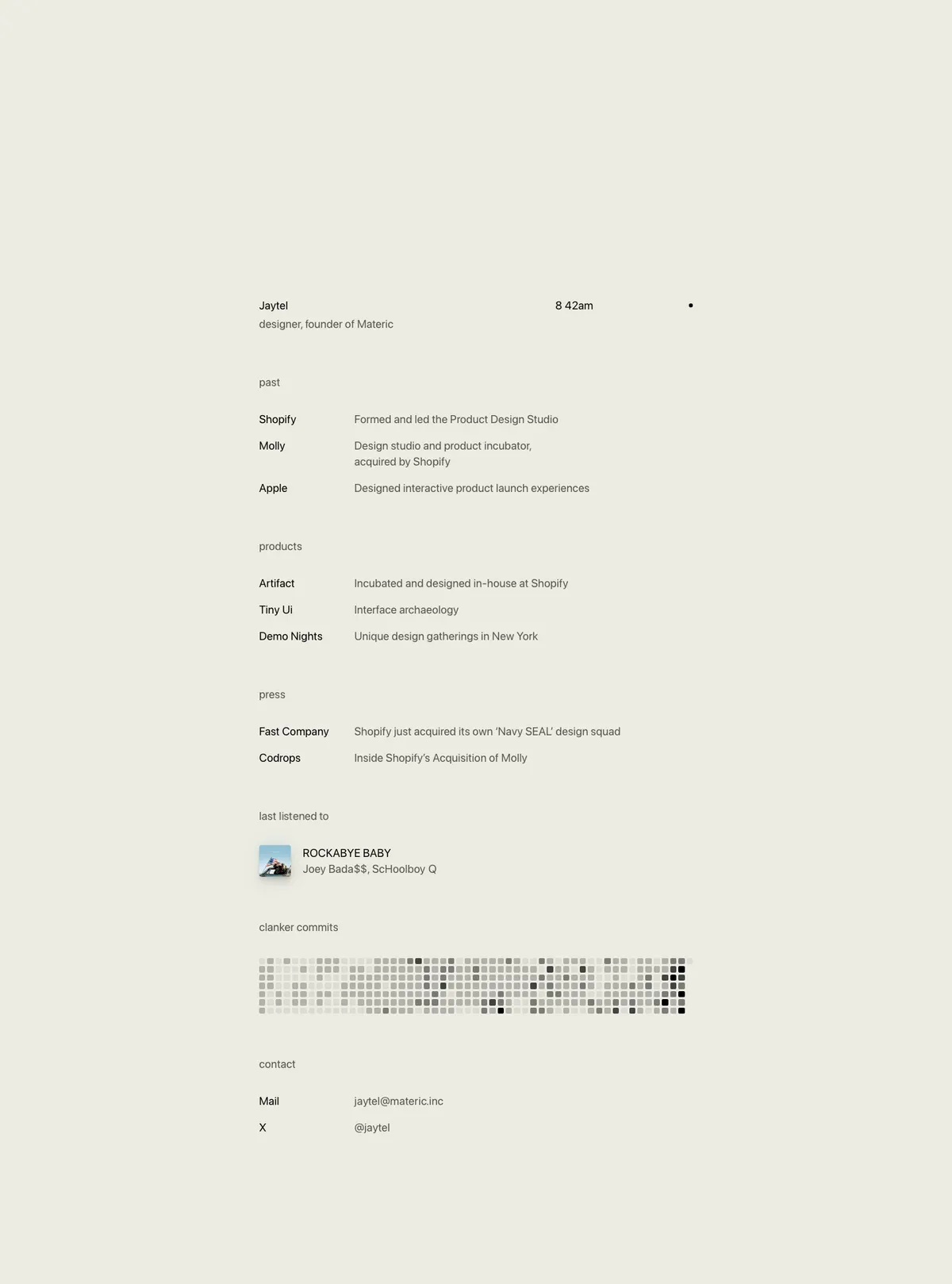 Full-page screenshot of Jaytel ⌁ Interactive Designer (jaytel.com)